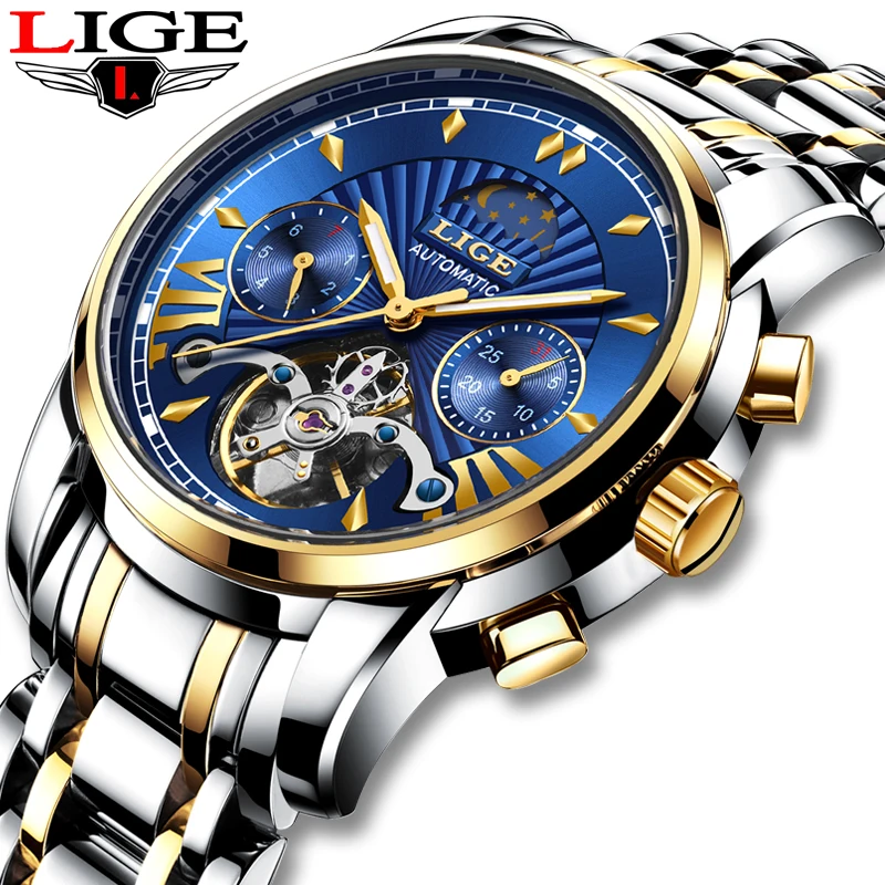 

2019 LIGE Mens Watches Casual Fashion Sport Waterproof Watch Men Top Luxury Stainless Steel Mechanical Watch Relogio Masculino