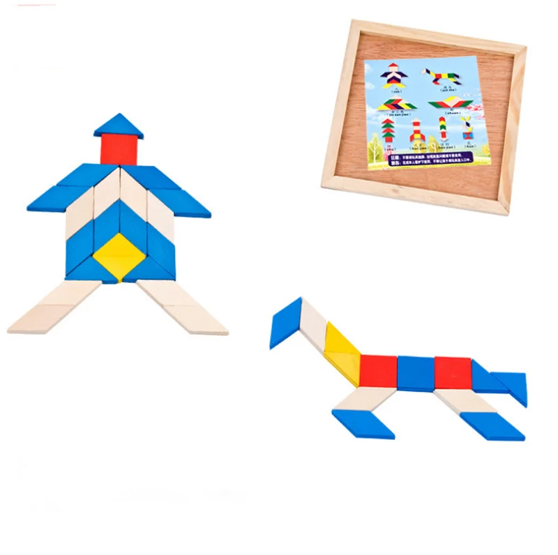 3D деревянные алмазные треугольные головоломки, красочные квадратные IQ игры, Логические интеллектуальные математические Развивающие игрушки для детей