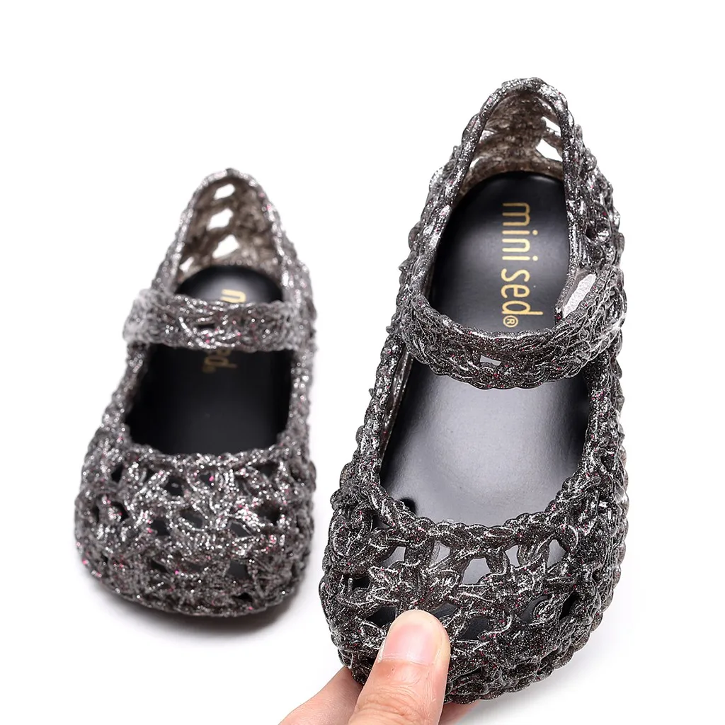 Infant Summer Baby Girls Solid Weave Hole Single Shallow Princess Shoes Sandals