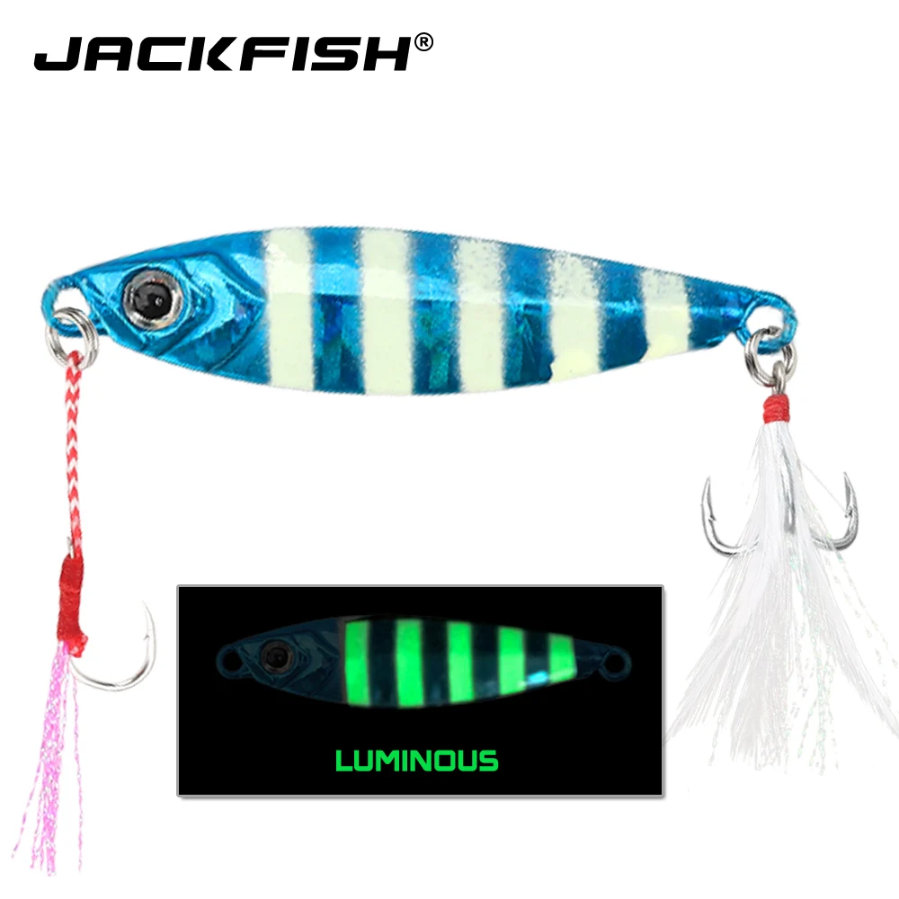 

JACKFISH 20G/6CM 3D eyes Laser Body swimbait Luminous Metal Jig Lure Paillette Knife Artificial Hard Bait Sea Rope Fishing Lure