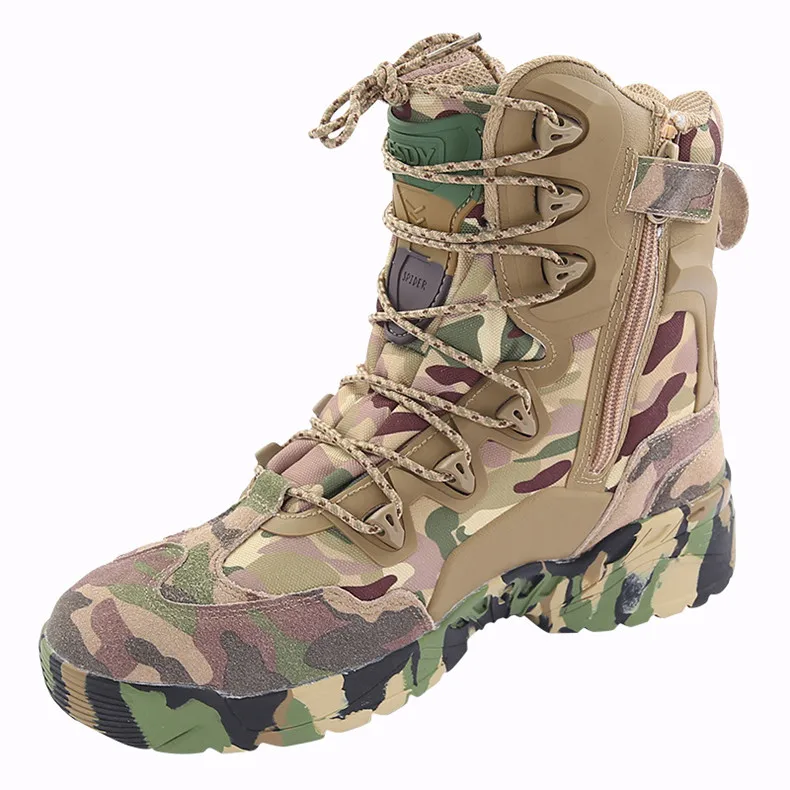 Breathable CP Camouflage Combat Boots Military Hunting Tactical Boots Men's High Top Sneakers Hiking Camping Shoes