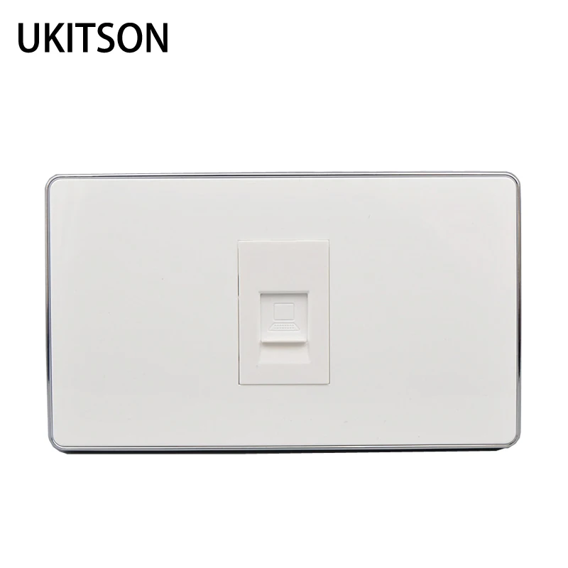 

120 Type One Port CAT5E CAT6 RJ45 Network UTP Wall Panel Silver Edge