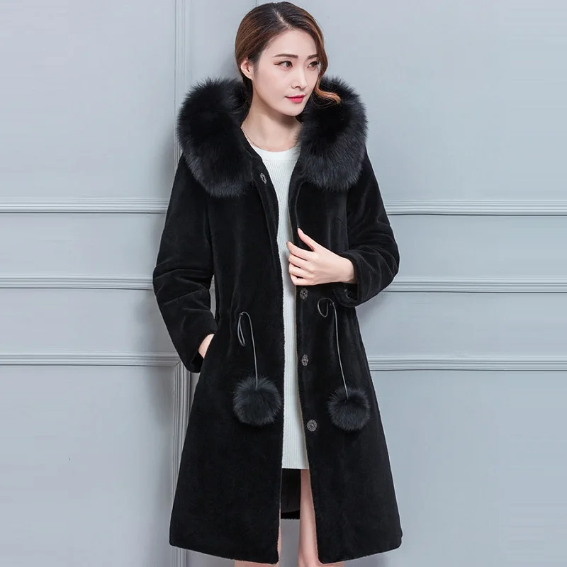 Женские зимние куртки меха пальто женские Верхняя одежда для беременных зимняя одежда; куртка теплая одежда Большие размеры 933 - Цвет: jacket black