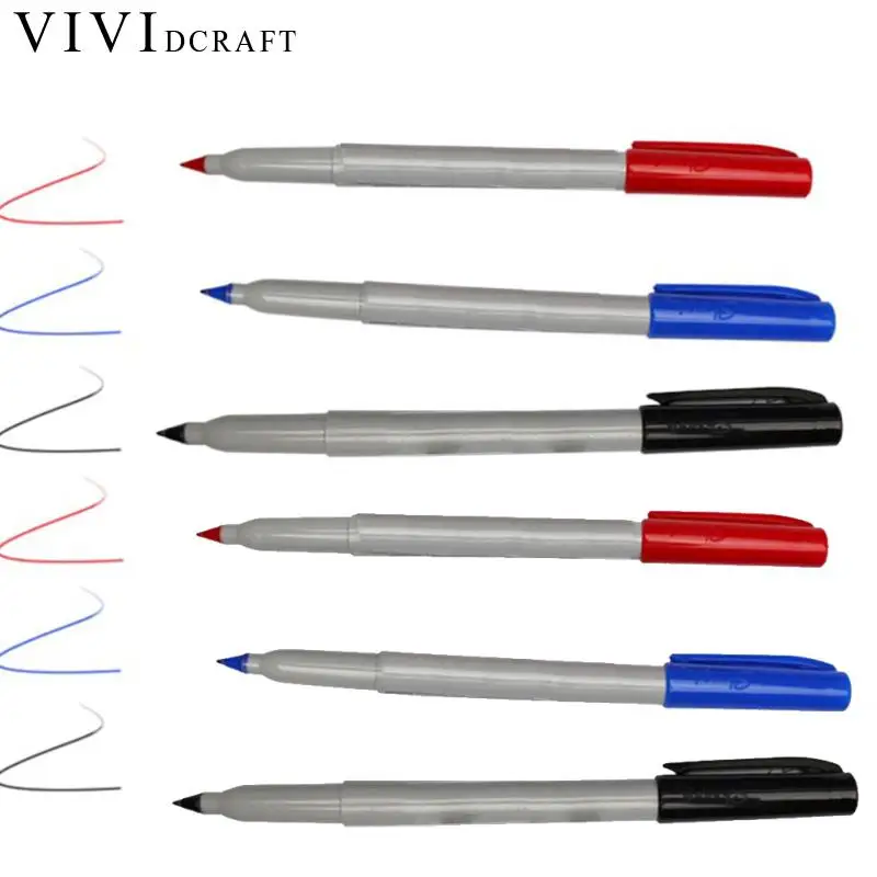

Vividcraft Office Supplies 12pcs/pack Permanent Fine Bullet Tip Markers Black Blue Red Assorted Oil Paint Whiteboard Marker Pen