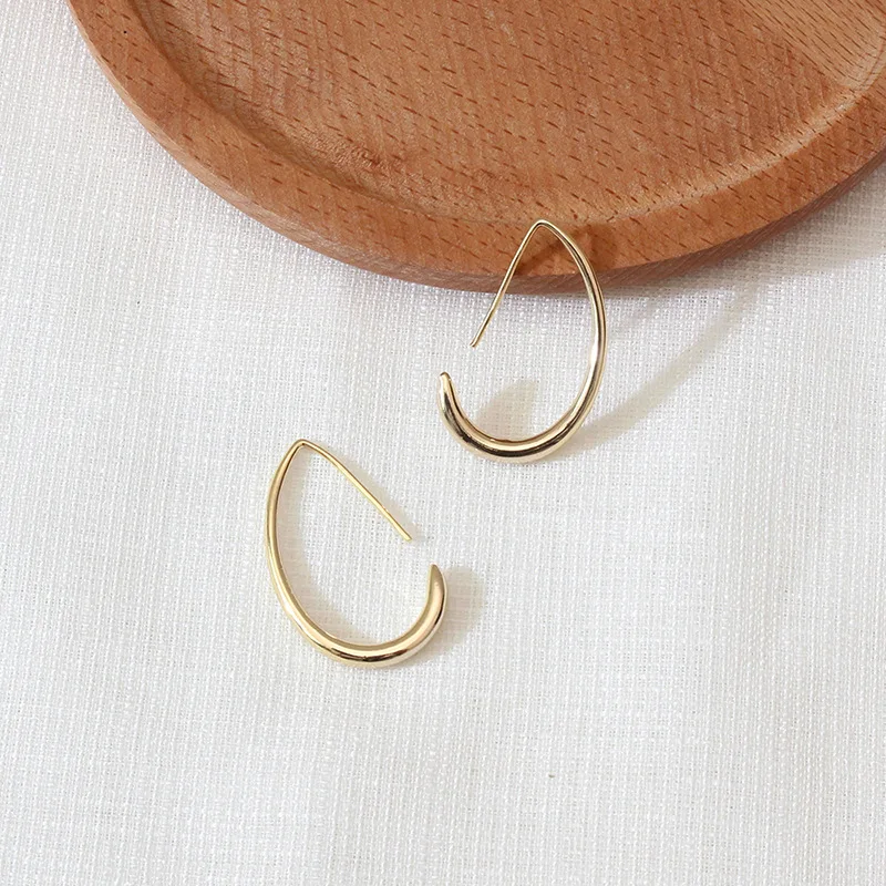 

AOMU Fashion Irregular Alloy Open D shape Big Drop Earrings For Women Simple Pendant Metal Crescent Statement Jewelry Brincos