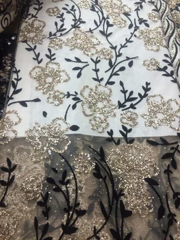 

Factory price Nigerian lace fabrics Guipure Embroidered Mesh Tulle CiCi-82711 with glitter