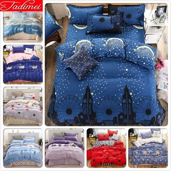 

Blue Night Star Sky Pattern Creative Fashion Duvet Cover 3/4 pcs Bedding Set Kid Child Soft Cotton Bed Linen Single Size 150x200