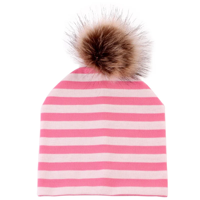 Новинка; хлопковая детская шапка с помпоном для мамы; детская шапочка; двухслойная эластичная детская шапка; аксессуары; детская шапка для мальчиков и девочек; детские шапки - Цвет: Pink baby hat 1PC