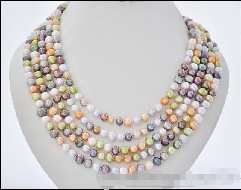 

~~ BJC 00051 purple green yellow wine black round pearl necklace Discount 35%