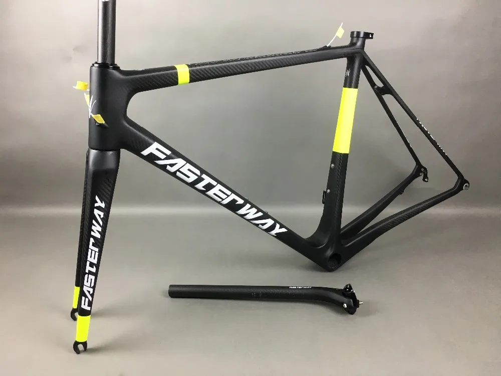 Sale classic design FASTERWAY PRO full black with no logo carbon road bike frameset:carbon Frame+Seatpost+Fork+Clamp+Headset,free ems 63