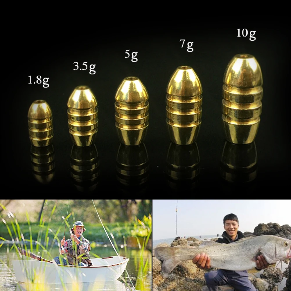 

10pcs/lot additional bullet copper fishing sinkers for soft lure bait weight sinkers fly tying accessories