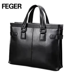 FEGER Лидер продаж бренд черный PU Бизнес сумки Для Мужчин's Портфели сумка коричневый Для мужчин сумка Bolsa