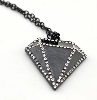 

Fashion Trendy Rhinestone Black Pendant Necklace Sweater Long Chain Necklaces Jewelry Wholesale 10 Pcs