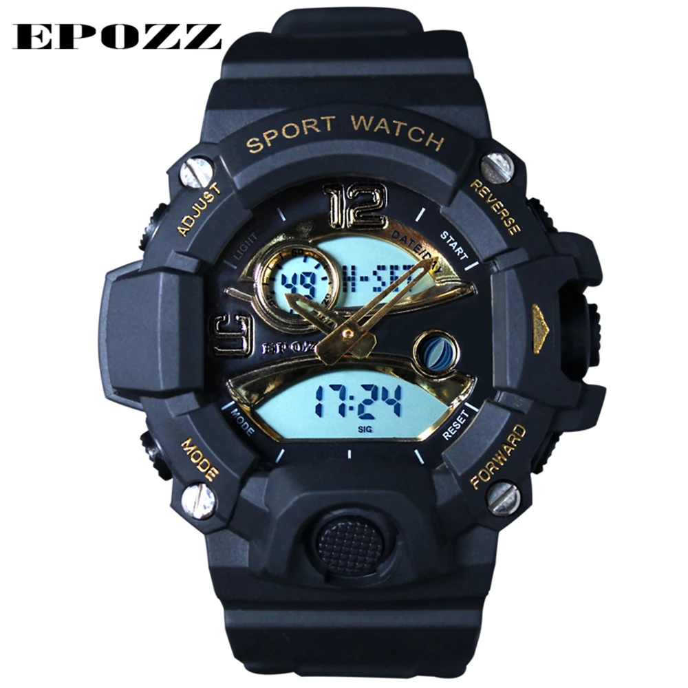 

EPOZZ Brand new quartz watch for men casual sports watches fashion rubber strap mens waterproof clock 1702