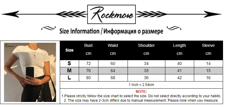 Rockmore,, белая женская облегающая футболка с круглым вырезом и длинным рукавом, Повседневная модная Женская готика, Харадзюку, уличная рубашка