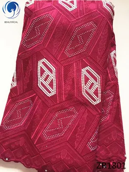 

BEAUTIFICAL african swiss fabrics cotton swiss lace fabric with stones High quality embroidery swiss voile lace for dress ZR18