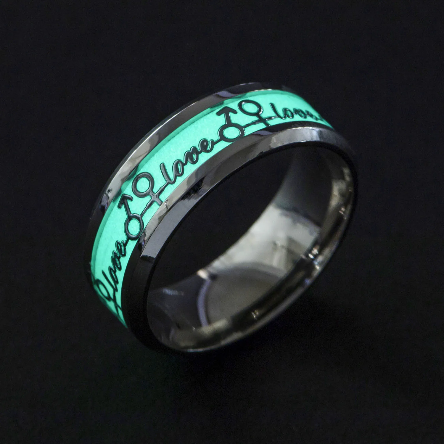 Новое модное светящееся кольцо с надписью Love для пары, светится в темноте, классическое кольцо на палец из нержавеющей стали для женщин и мужчин, Прямая поставка