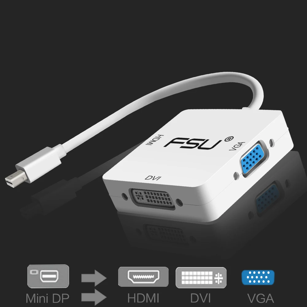 

3 IN 1 Thunderbolt Mini DisplayPort DP to HDMI VGA DVI Cable Connector for Apple iMac Mac Book Pro Air Monitor Mini DP Adapter