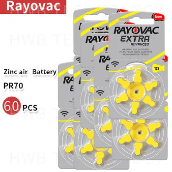 

10pack(60PCS) 100% Original Rayovac 10 PR70 A10 1.45V Hearing Aids Zinc Air Button Battery Batteries Made in UK with Free Gift