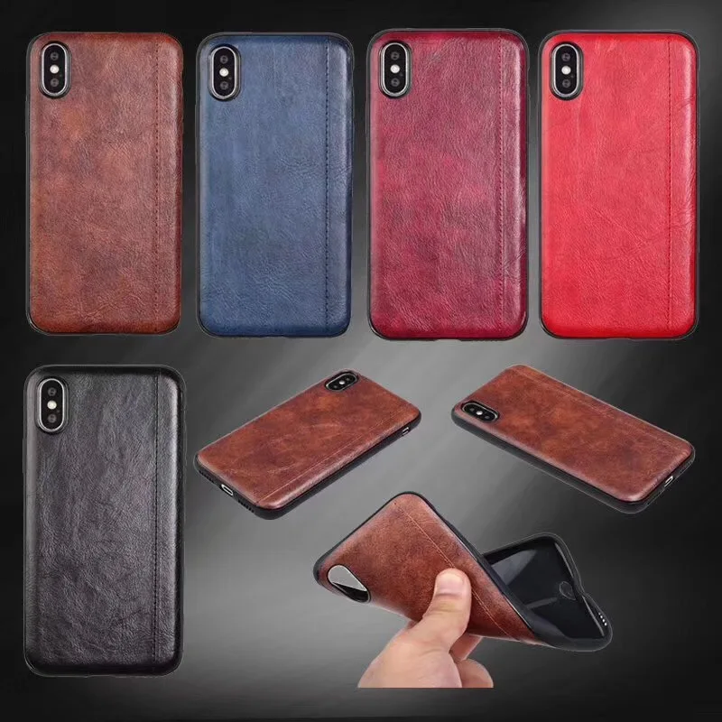

Men's luxury leather cover for iphone 7 8 6 s plus X XS Max Xr sheepskin PU Case