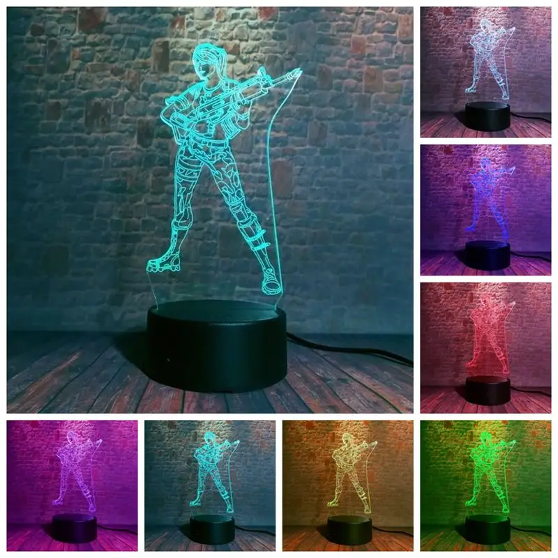

Battle Royale Fortnight Figure 3D Nightlight Visual Illusion LED 7 Colors Changing Light Fort Night Model Toys
