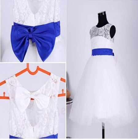 

2015 New Flower Girl Dresses with Bows Communion Party Ball Pageant Dress for Little Girls Kids/Children Dress for Wedding