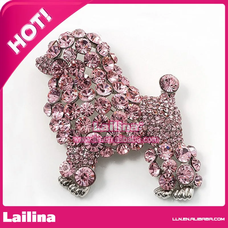 

Pink Crystal Poodle Dog Brooch