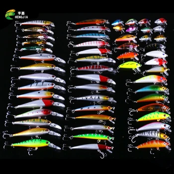 

56pcs Fishing Lure Set Mixed 8 Model Minnow Fishing Isca Artificial Quality Professional Crankbait Wobblers Fishing Tackle pesca