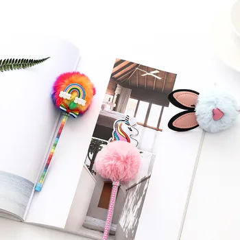 

Creative cute Rainbow Unicorn gel pen Kawaii long Ear Rabbit black ink pen Gift Stationery office school supplies