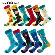 Новинка, женские длинные дышащие носки, индивидуальные мужские носки, хлопок, 1 пара, kawaii, милые, фруктовый узор, женские теплые носки, уличная одежда, носки