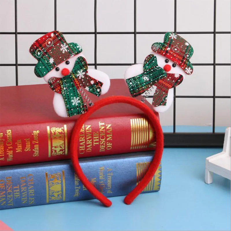 Головной убор украшения Санта Клаус Рога Снеговик ободок с пружинками Детские Рождественские принадлежности