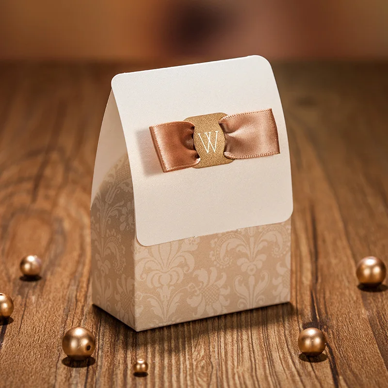 Gold color wedding candy box party sweet guest favor gift box