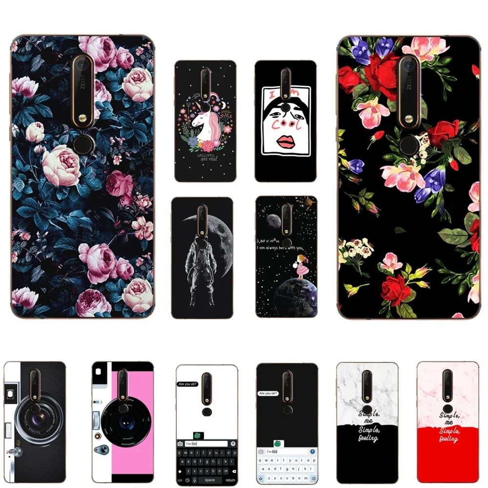 

Lovers Vintage Flowers Tropical Style Phone Case For Nokia 6.1 Back Cover Soft TPU Silicone For Nokia 6 2018 Funda Coque 5.5"