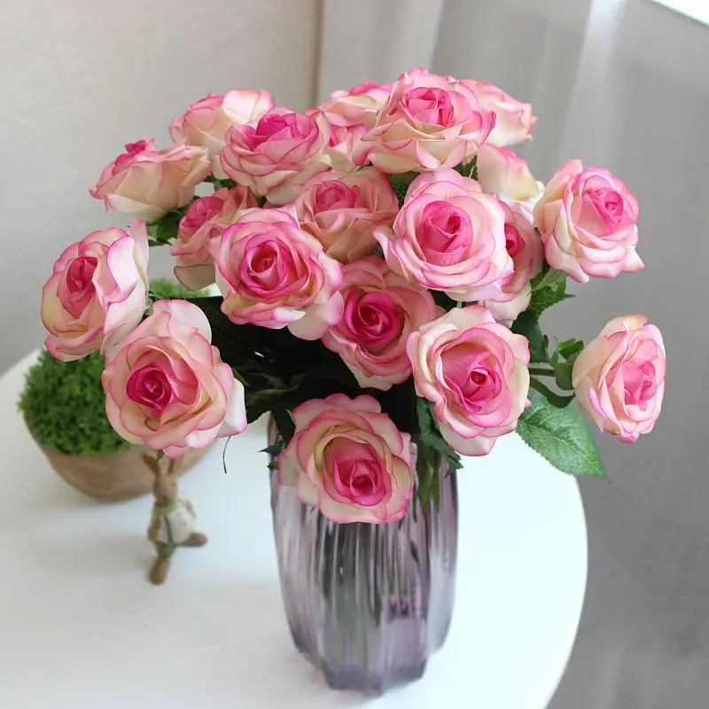 Floace 11 шт./лот розы Искусственные цветы Шелковые цветы Цветочные латексная реальная на ощупь роза Свадебный букет украшение для дома вечерние цветы