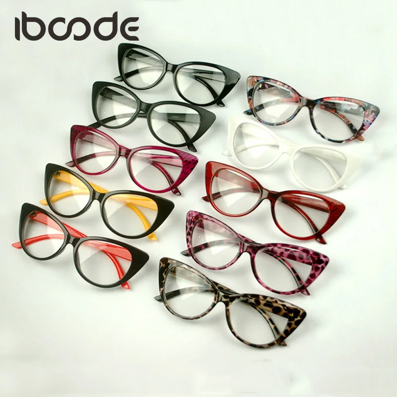 

iboode Classic Cateye Clear Lens Glasses Sexy Women Plain Mirror Eyewear Vintage Cat Eye Elegant Female Goggle Eyeglasses