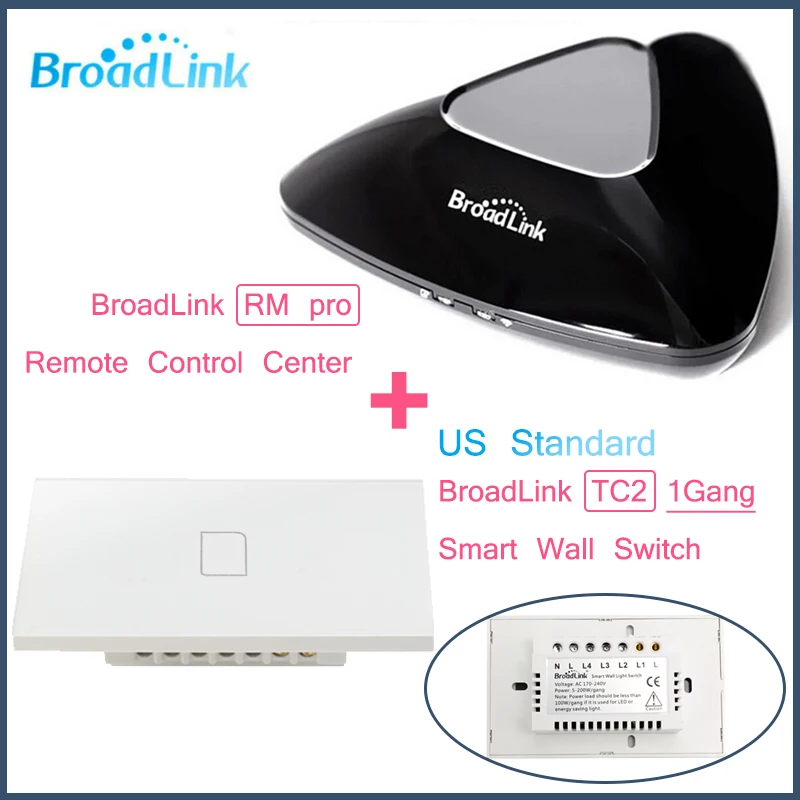 

Broadlink RM PRO+1Gang TC2 US Standard,Intelligent WIFI+IR+RF Control+ON/OFF Touch remote Wall Lamp Switch,Smart Home Automation