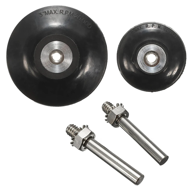 Rubber 2" & 3" Roloc Roll & Lock Rotary Sanding Disc Pad Holder Black with 2pcs 1/4" Shank Mayitr Grinding Abrasive Tools