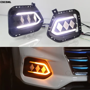 

CSCSNL 1Pair LED For Hyundai IX35 2018 2019 Daytime Running Light Daylights 12V DRL LED Fog Lamp with yellow signal night blue
