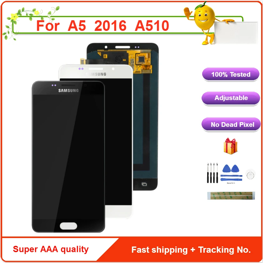 

Replacement For Samsung Galaxy A5 2016 A510 LCD Display+Touch Screen Digitizer Assembly Adjust Brightness With Tools