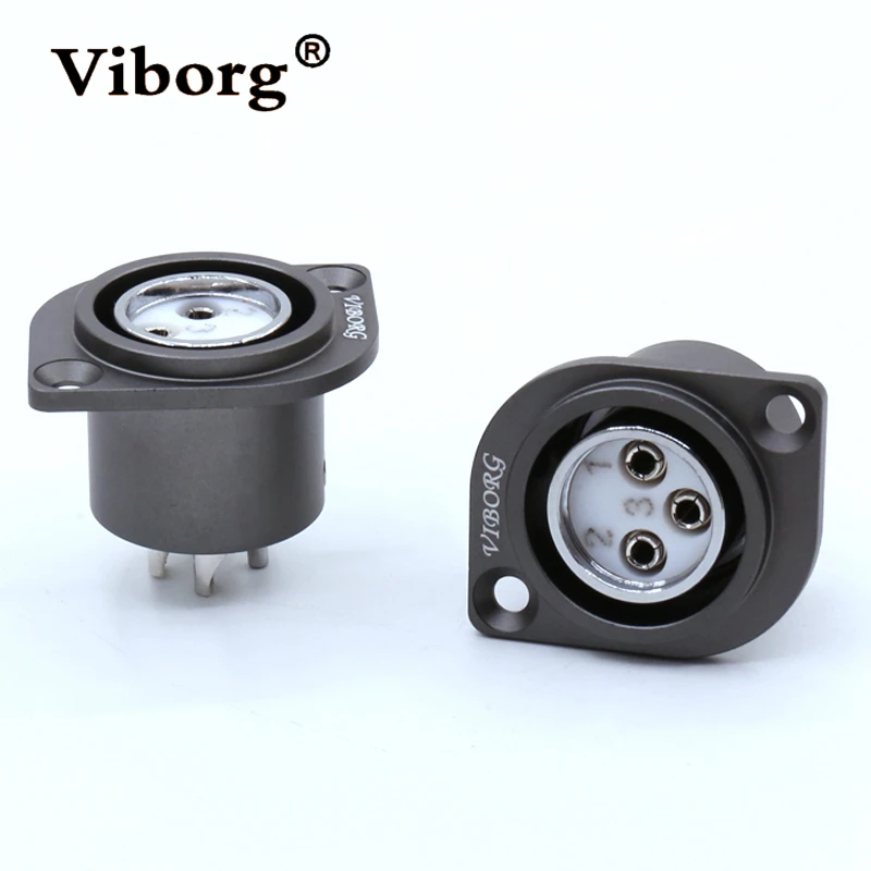 Kopen Viborg VC201F (R) 1 st 3 PIN Female Xlr MIC Connector Jack Voor AMP Microfoon Rhodium Plated puur Koperen Teflon Insula