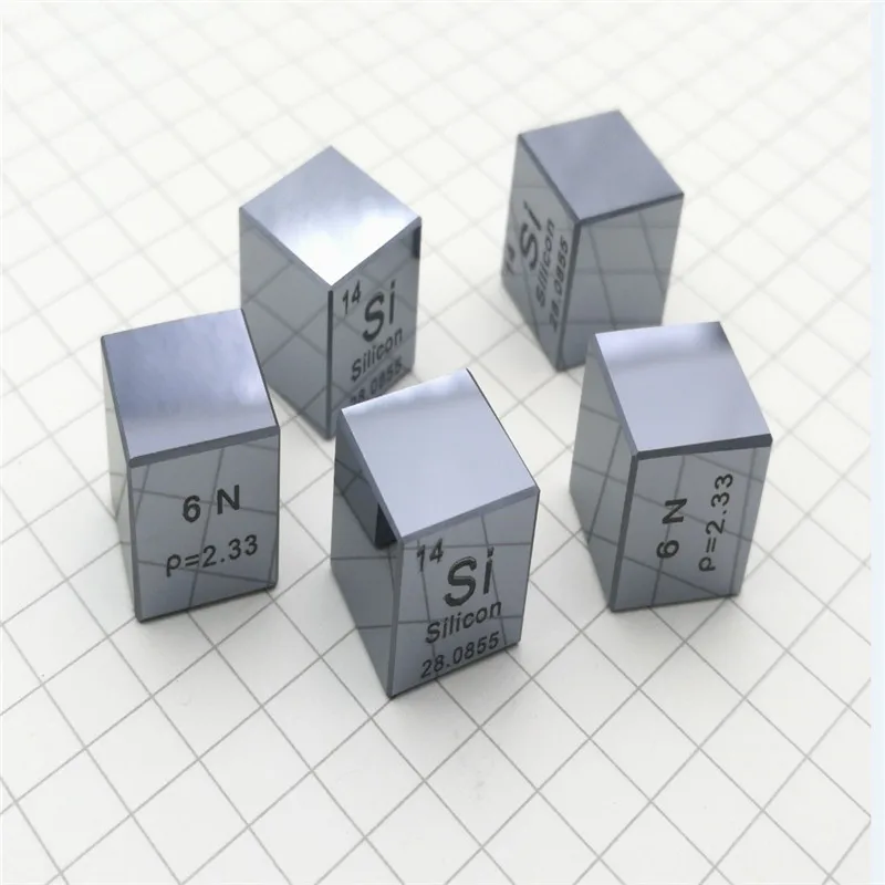 

Fully mirrored High-purity single crystal silicon silicon cubic periodic table cube 10mm Si≥6N