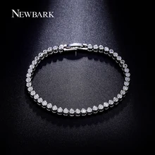 NEWBARK Luxury Bracelet With Top Grade CZ Diamond White Gold Plated Bezel Setting Charm Wedding Bracelets For Women Jewelry 19cm
