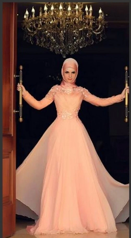 Muslim Evening Dresses Long Sleeve High 