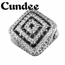 

Fits Bracelet Charms Beads for Jewelry Making Geometric Lines Silver Charm with Clear CZ Genuine 925 Sterling Silver Charm