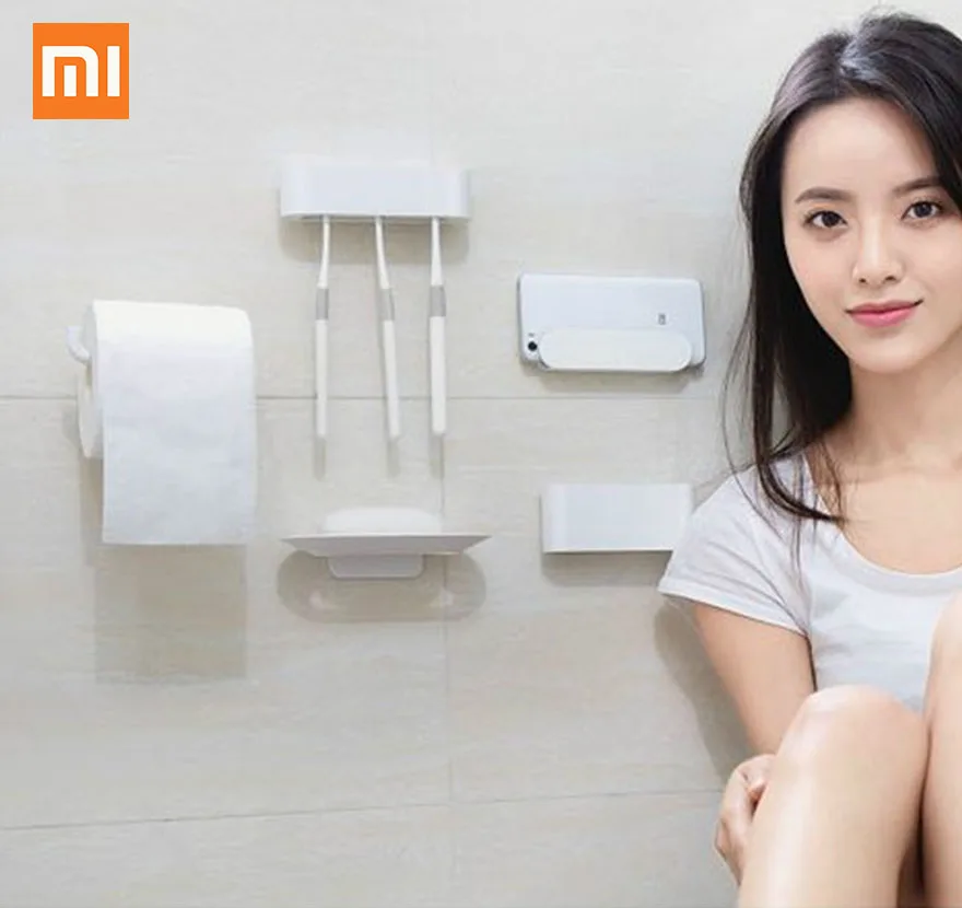 

xiaomi mijia 5 in 1 bathroom set use mobile phone case toothbrush bathroom tissue toilet paper holder Soapbox case for restroom