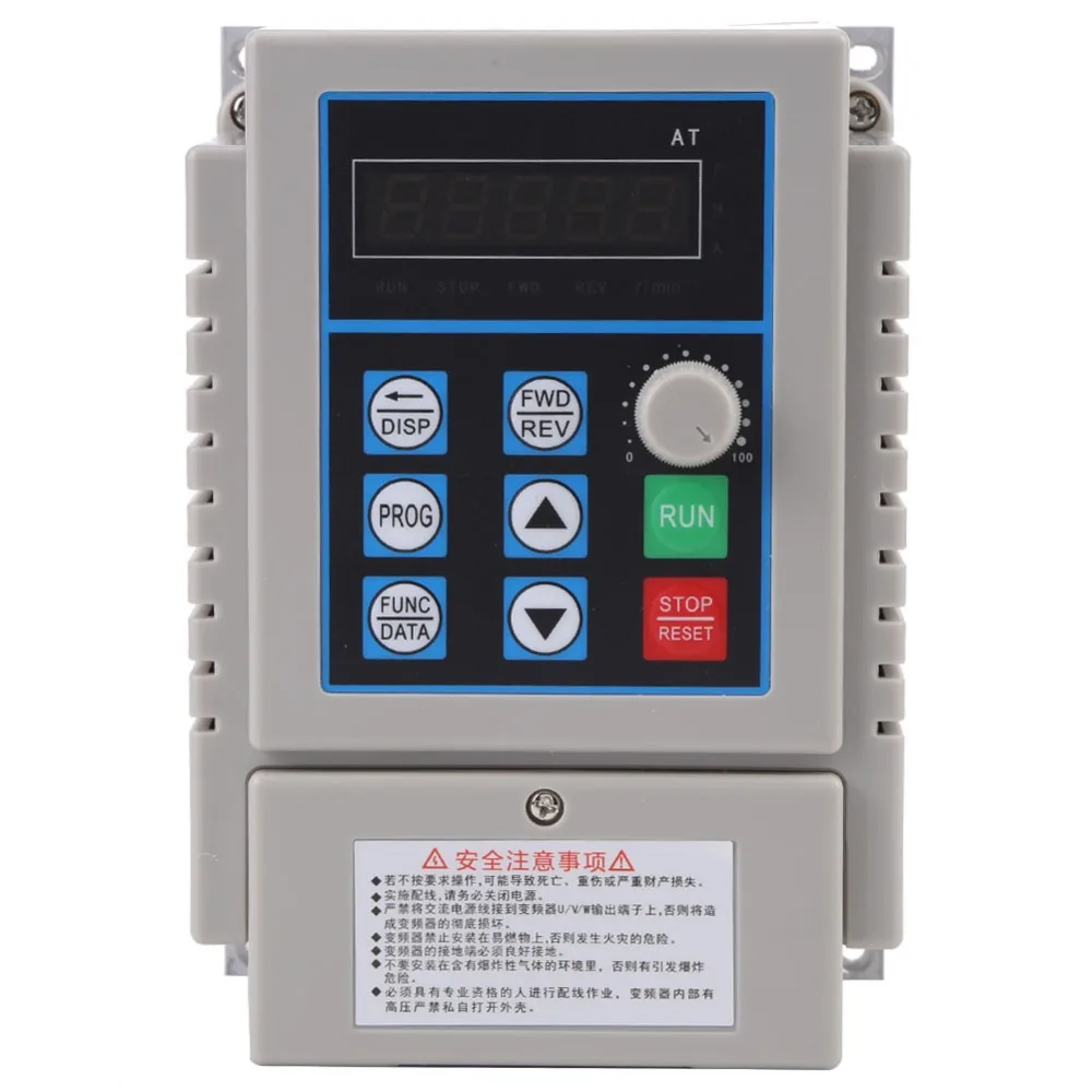 

220VAC Variable Frequency Drive VFD Speed Controller for Single-phase 0.45kW AC Motor