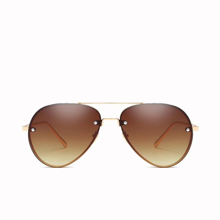 Роскошные солнцезащитные очки без оправы женские брендовые дизайнерские плоские винтажные очки-авиаторы женские солнцезащитные очки для женщин UV400 Cool - Цвет линз: Brown