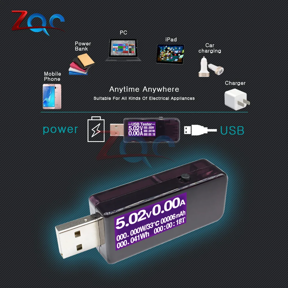 7 в 1 USB ЖК цифровой вольтметр измеритель тока амперметр мощность сопротивление