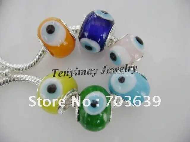 

Wholesale 100pcs Mixed Eye Shape European Big Hole Glass Beads Free Shipping