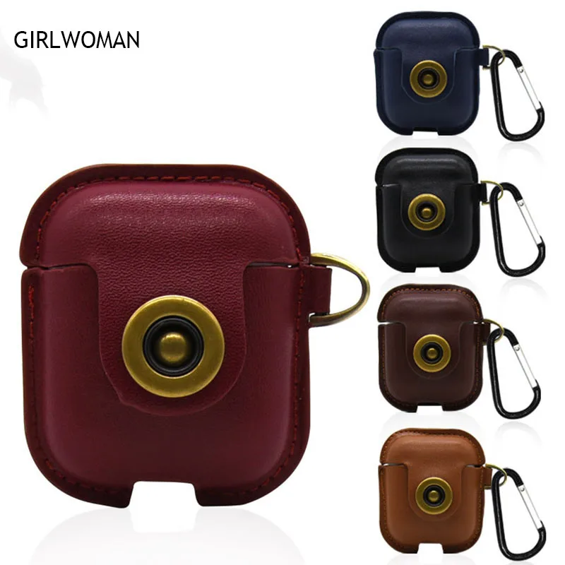 

GIRLWOMAN Leather Case for AirPods Silicone Shock Proof Protective Cover Case for Apple Accessories Set- Silicone Funda